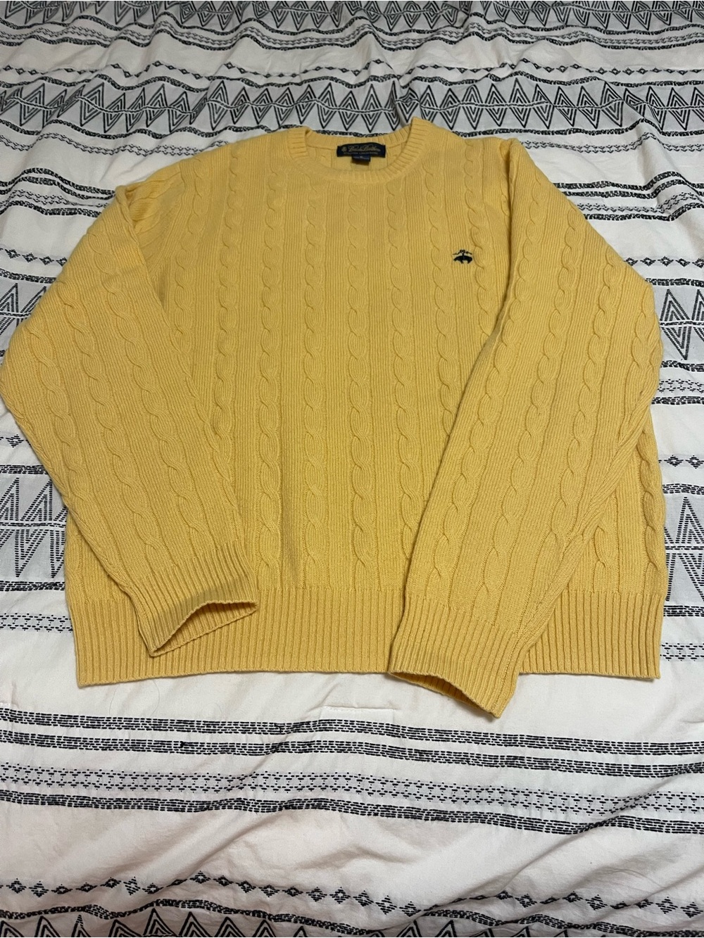 Brooks Brothers Lambs Wool Ivy League Academia Cable-Knit Crewneck Sweater